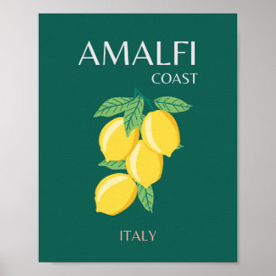 Amalfi Coast,イタリア,旅行アート,レトロ,緑 ポスター