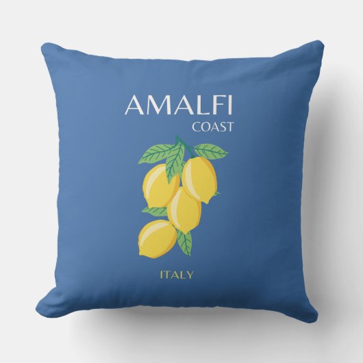 Amalfi Coast,イタリア,旅行アート,レトロ,青 クッション (正面)