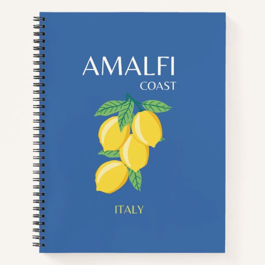 Amalfi Coast，イタリア，旅行アート，レトロ，青 ノートブック (正面)