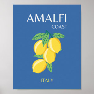Amalfi Coast,イタリア,旅行アート,レトロ,青 ポスター