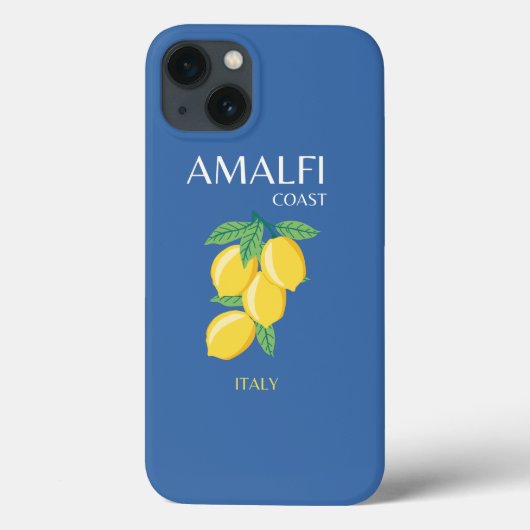 Amalfi Coast，イタリア，旅行アート，レトロ，青 Case-Mate iPhoneケース (裏面)