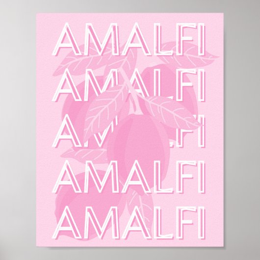 Amalfi Coast,イタリア,旅行アート,名門私立校風のピンク ポスター (正面)