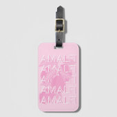 Amalfi Coast，イタリア，旅行アート，名門私立校風のピンク ラゲッジタグ (正面縦)