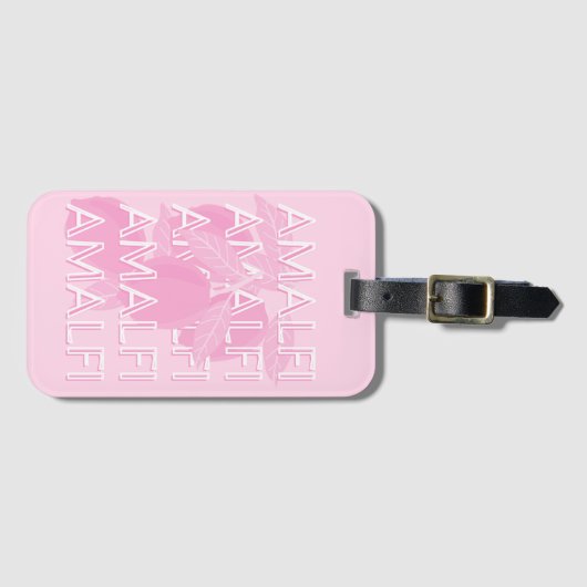 Amalfi Coast，イタリア，旅行アート，名門私立校風のピンク ラゲッジタグ (正面横)