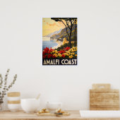 Amalfi Coast – イタ素晴らしリアの海岸線の見解 ポスター (キッチン)