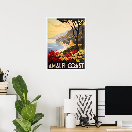 Amalfi Coast – イタ素晴らしリアの海岸線の見解 ポスター (ホームオフィス)
