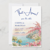 Amalfi Coast Amore Italy Sunset Glow Wedding セーブザデート (正面)