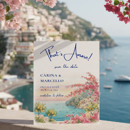 Amalfi Coast Amore Italy Sunset Glow Wedding セーブザデート