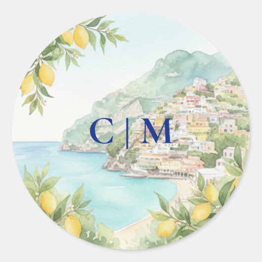 Amalfi Coast Amore Italy Wedding ラウンドシール (正面)