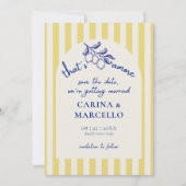Amalfi Coast Amore Lemon Stripe Wedding セーブザデート (正面)
