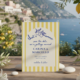 Amalfi Coast Amore Lemon Stripe Wedding セーブザデート