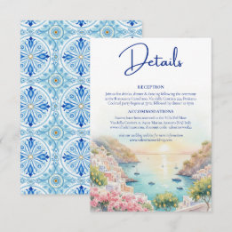 Amalfi Coast Amore Watercolor Wedding Details  エンクロージャーカード