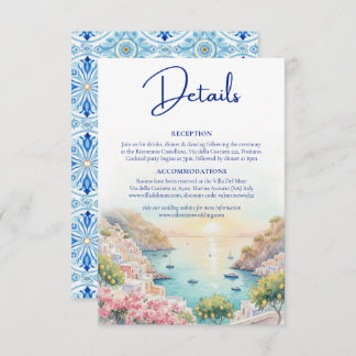 Amalfi Coast Amore Watercolor Wedding Details  エンクロージャーカード