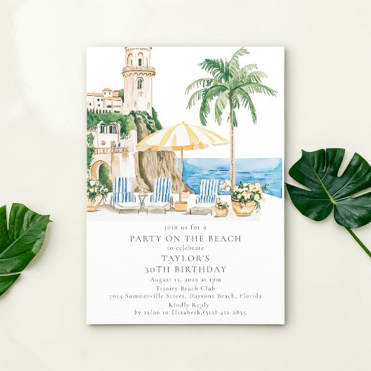 Amalfi Coast Birthday Beach Bash Invitation 招待状