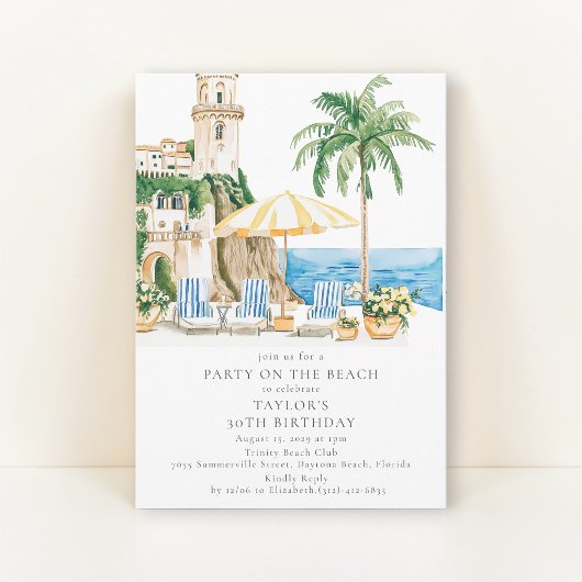 Amalfi Coast Birthday Beach Bash Invitation 招待状