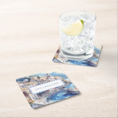 Amalfi Coast Blue Tilesイタリアパーソナライズされた写真 スクエアペーパーコースター (インサイチュ)