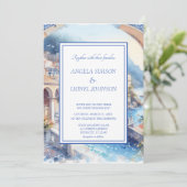 Amalfi Coast Blue Tilesイタリアパーソナライズされた写真 招待状 (スタンド正面)