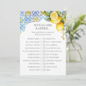 Amalfi Coast Bridal Shower Would She Rather Game 招待状 (スタンド正面)