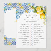 Amalfi Coast Bridal Shower Would She Rather Game 招待状 (正面/裏面)