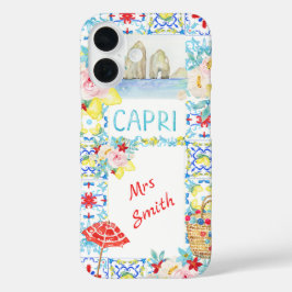 Amalfi Coast Capri Blue Tiles Bridal iPhone 16ケース