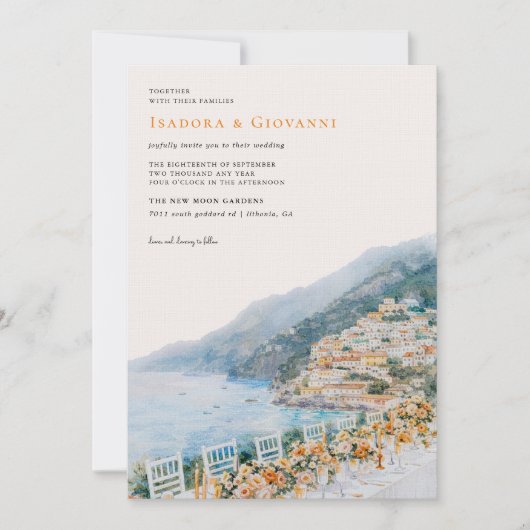 Amalfi Coast Destination Wedding Invitation 招待状 (正面)