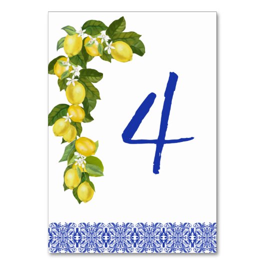 Amalfi Coast I Italian Lemon & Blue Tile Details テーブルナンバー (正面)