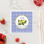 Amalfi Coast I Italian Lemon & Blue Tile Mongram スタンダードカクテルナプキン (インサイチュ)