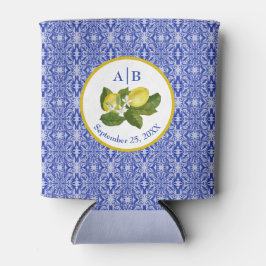 Amalfi Coast I Italian Lemon & Blue Tile Mongram 缶クーラー