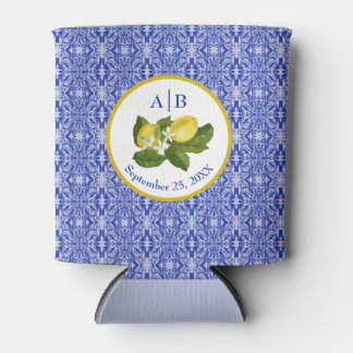 Amalfi Coast I Italian Lemon & Blue Tile Mongram 缶クーラー