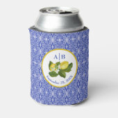 Amalfi Coast I Italian Lemon & Blue Tile Mongram 缶クーラー (缶裏面)
