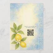 Amalfi Coast Italian Lemon QR Code Bridal Shower 招待状 (裏面)