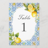 Amalfi Coast Italian Lemon Table Numbers 招待状 (裏面)