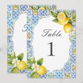 Amalfi Coast Italian Lemon Table Numbers 招待状 (正面/裏面)