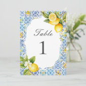 Amalfi Coast Italian Lemon Table Numbers 招待状 (スタンド正面)