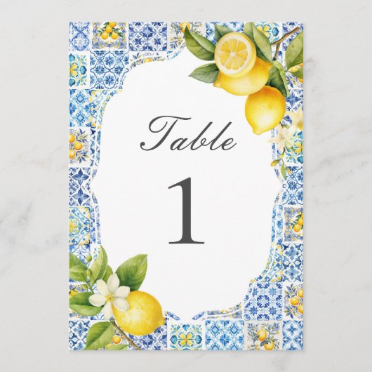 Amalfi Coast Italian Lemon Table Numbers 招待状 (正面)