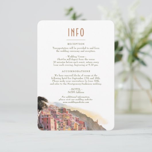 Amalfi Coast Italy Destination Insert INFO詳細 招待状 (スタンド正面)