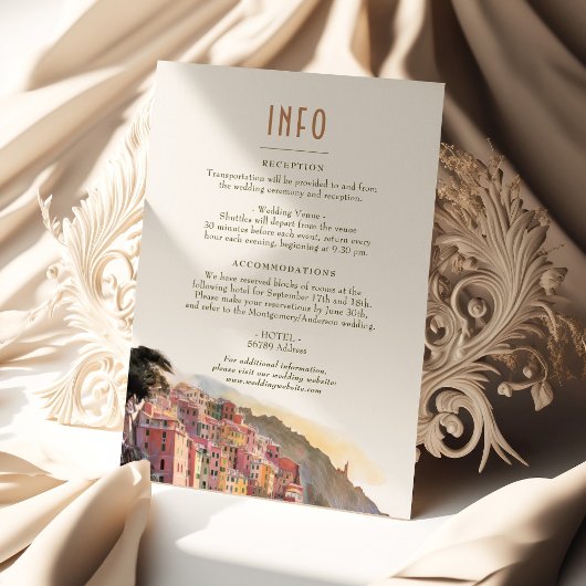 Amalfi Coast Italy Destination Insert INFO詳細 招待状