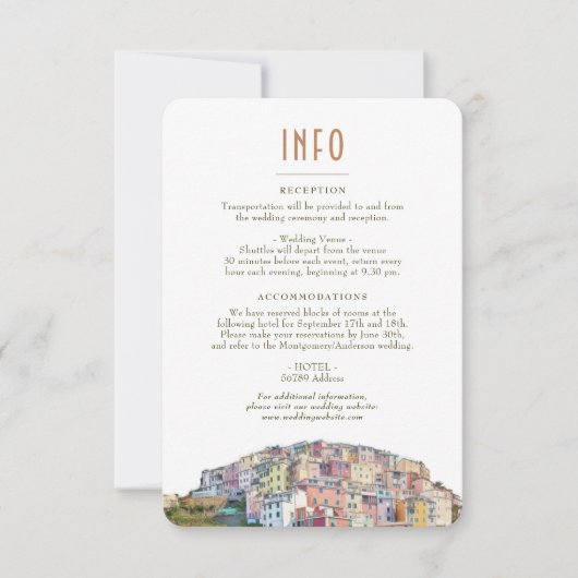 Amalfi Coast Italy Destination Insert INFO詳細 招待状 (正面)