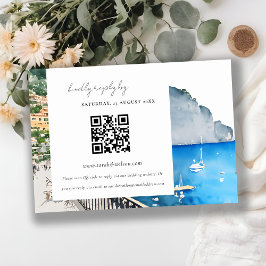 Amalfi Coast Italy Landscape結婚のQRコードRSVP エンクロージャーカード