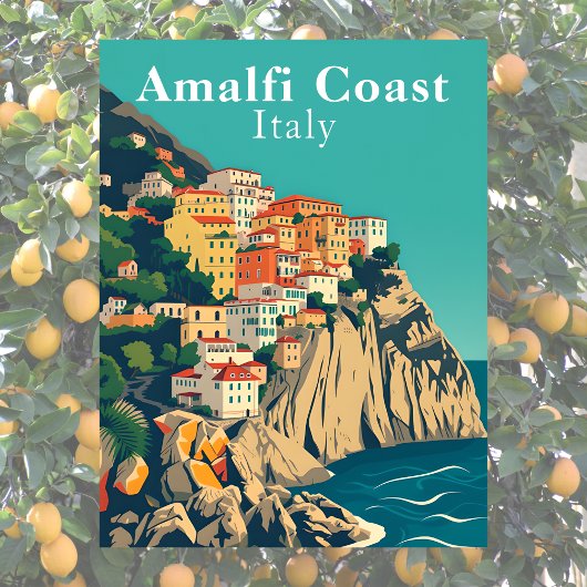 Amalfi Coast Italy Retro Iconic Positano View ポストカード