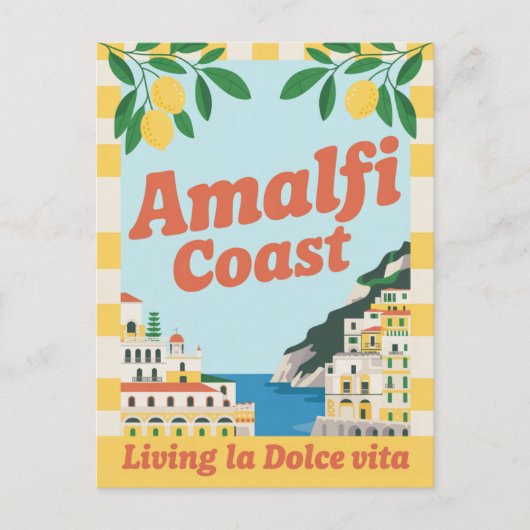 Amalfi Coast Italy Retro Living la Dolce Vita ポストカード (正面)