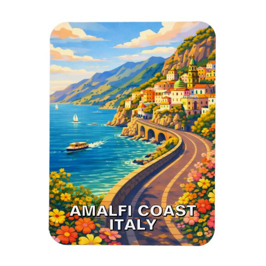 Amalfi Coast Italy Riviera Vintage Travel マグネット (縦)