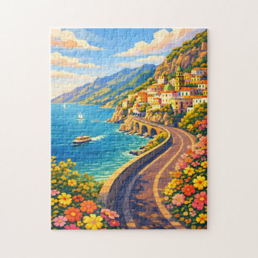 Amalfi Coast Italy Riviera Vintage Travel Puzzle ジグソーパズル (縦)
