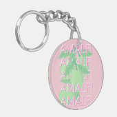 Amalfi Coast, Italy Travel Art,ピンク キーホルダー (正面左)