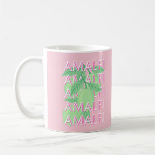 Amalfi Coast, Italy Travel Art,ピンク コーヒーマグカップ
