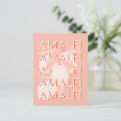 Amalfi Coast, Italy Travel Art, 名門私立校風のMinimalist ポストカード (スタンド正面)