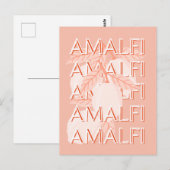 Amalfi Coast, Italy Travel Art, 名門私立校風のMinimalist ポストカード (正面/裏面)