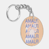 Amalfi Coast, Italy Travel Art, 名門私立校風のOrange キーホルダー (正面左)