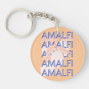 Amalfi Coast, Italy Travel Art, 名門私立校風のOrange キーホルダー