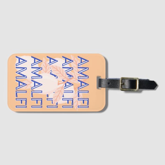 Amalfi Coast, Italy Travel Art, 名門私立校風のOrange ラゲッジタグ (正面横)